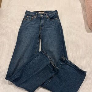 Levi’s Ribcage Wide Leg Size 25x30 Dark Blue Wash Cute Casual